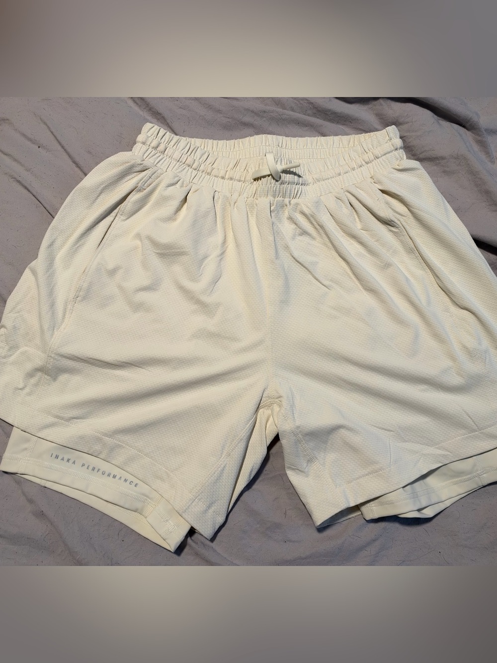 Men's Inaka Performance Cream Athletic Shorts